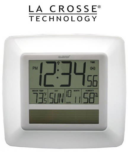 WT8112U Solar Digital Wall Clock Indoor Temp Humidity