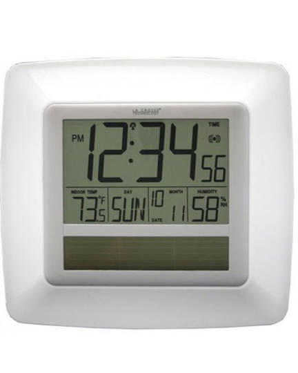 WT8112U Solar Digital Wall Clock Indoor Temp Humidity