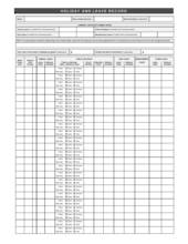 Holiday and Leave Record Template