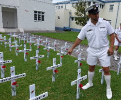 Navy serviceman and crosses