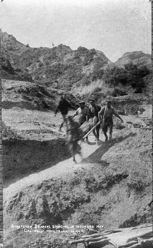 Stretcher Bearers bringing in the wounded.