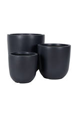 Fibre Clay Pot Anthracite - Set of 3