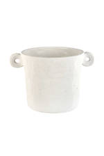 Side Handle Cement Planter White