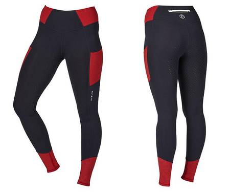 Dublin Power Performance Mid Rise Colour Block Tights - Ink/Red