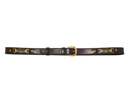 Platinum Leather Belt With Brass Snaffles