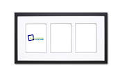 8x10 3-Window Black Frame White Mat 406sb