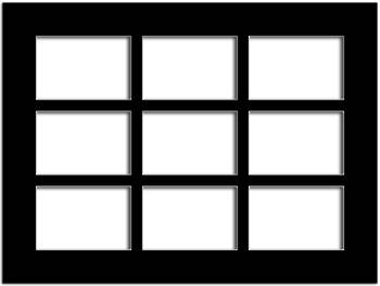 5x7 9-Window Black Mat