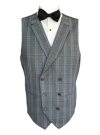 Double breasted black check waistcoat