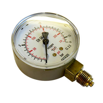 Pressure Gauge 60mm - 0-230PSI, 0-16 BAR, 1/4