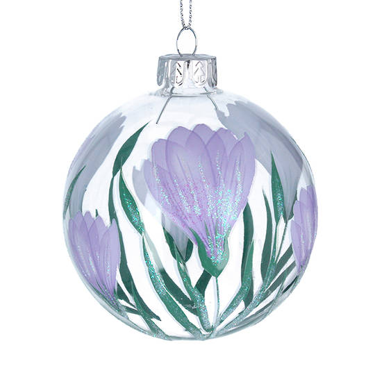 Glass Ball Clear, Lilac Crocus 8cm