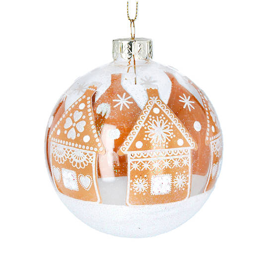 Glass Ball Clear, GingerBread House 8cm