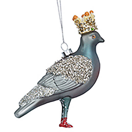 Glass Bird, Pigeon with Crown 12cm *ETA NOV
