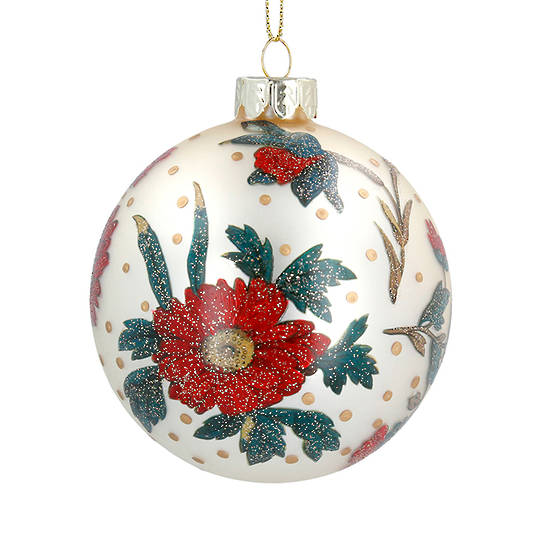 Glass Ball Cream, Red Rose 8cm