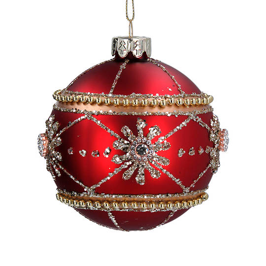 Glass Ball Matt Red, Metal Decor 8cm