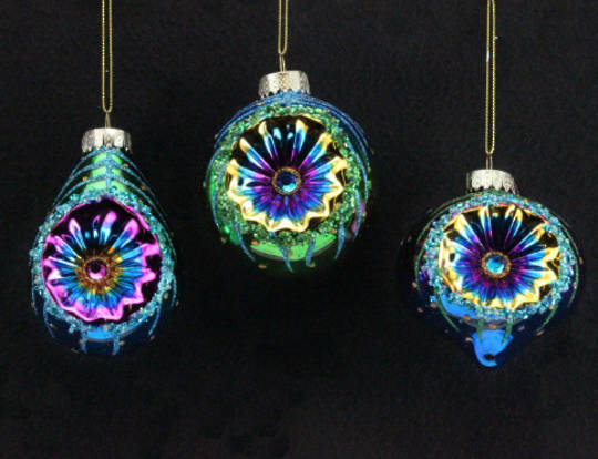 Glass Ball Reflector Peacock Colours 12cm