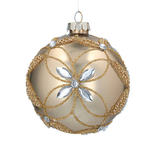 Glass Ball Matt Gold, Bead Diamond Flower 8cm
