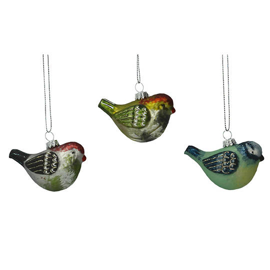 Glass Mini Bird, Painted 4x7cm