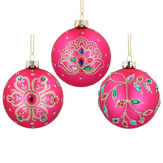 Glass Ball Matt Fuchsia, Bollywood 8cm