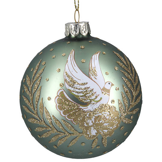 Glass Ball Matt Sage, Dove 8cm