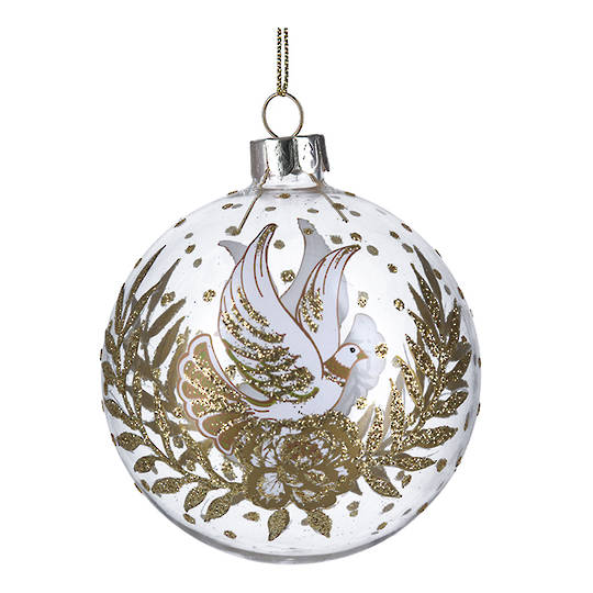 Glass Ball Clear, Dove 8cm