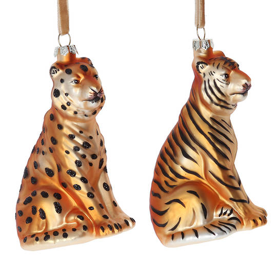 Glass Wild Cat, Painted 13x6cm