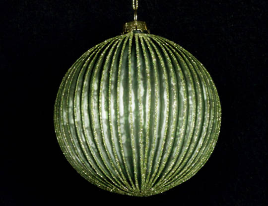 Glass Ball Matt Green, Thin Rib 10cm
