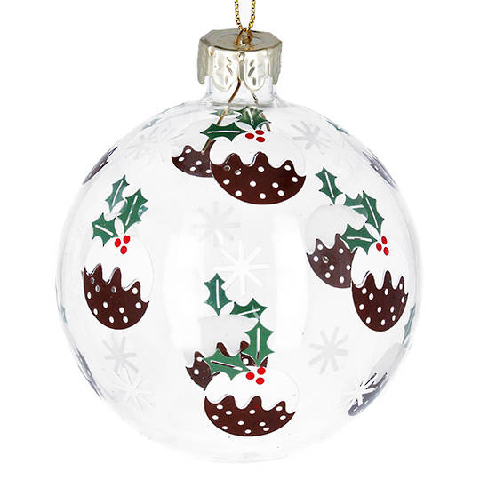 Glass Ball Clear, Xmas Puddings 8cm