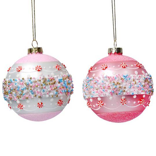 GlassBall Matt Pink, Crushed Beads 8cm SOLD OUT