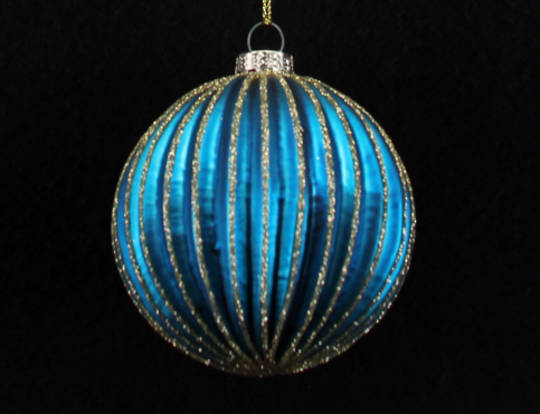 Glass Ball Peacock, Thin Rib 8cm