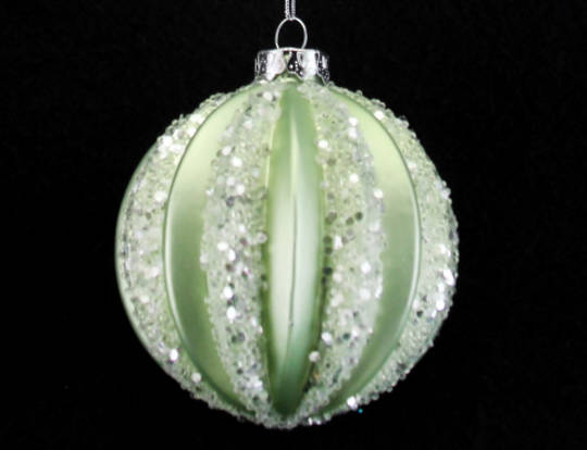 Glass Ball Pale Green, Thick Rib 8cm