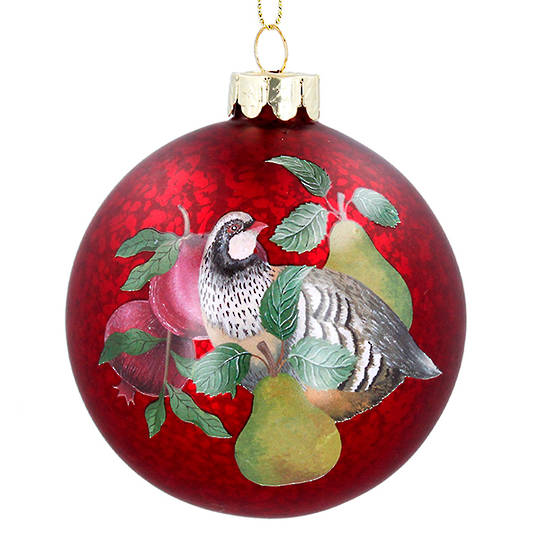 Glass Ball Antique Red, Partridge 8cm