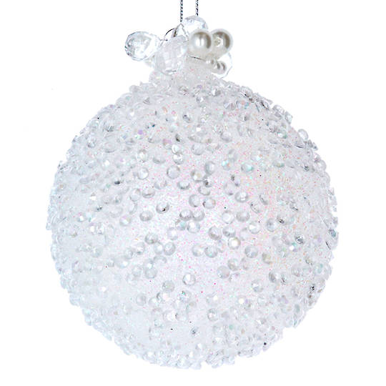 Glass Ball White, Glass Beads 8cm