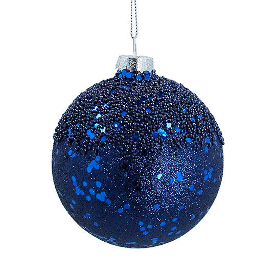 Glass Ball Blue, Glitter Beads 8cm