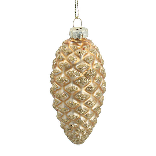 INDENT - Pack 12, Glass PineCone Gold