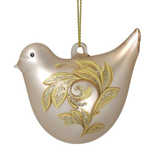 Glass Bird Gold, Rococo Flora 6cm *ETA NOV