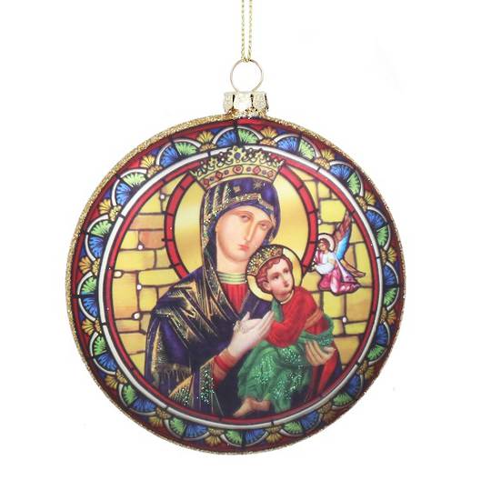 Glass Disc, Nativity Scene with Angel 12cm *ETA NOV