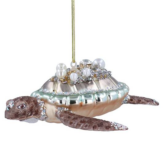 Glass Sea Turtle with Pearls 12cm *ETA NOV