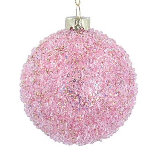 Glass Ball Pink, Crushed Beads 8cm *ETA NOV