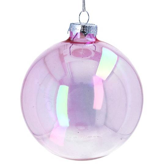 INDENT - Pack 12, Large Glass Ball Pink, Lustre 10cm
