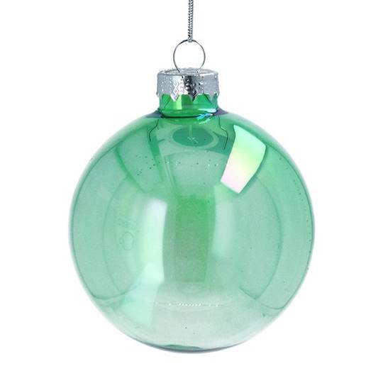 INDENT - Pack 24, Glass Ball Green, Lustre 8cm