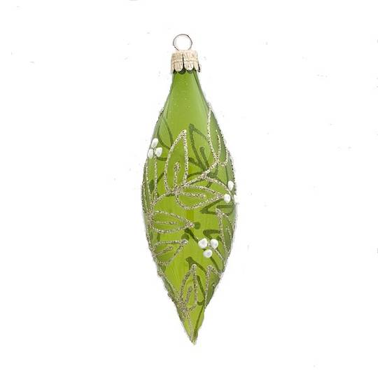 Glass Olive Trans Green, Mistletoe 15x5cm