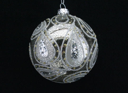Glass Ball Clear, Antique Silver 8cm