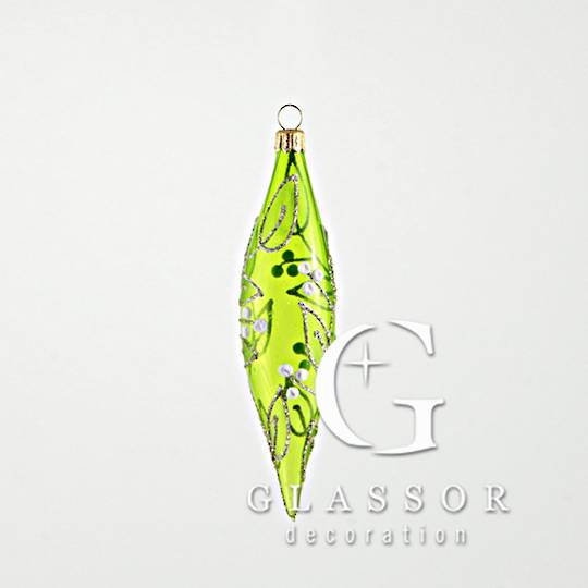 Glass Drop Trans Green, Mistletoe Slim 16cm
