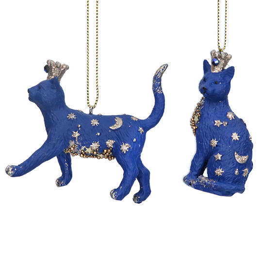 Resin Cobalt Starlight Cat 7cm