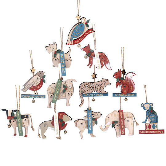 Wood Animal 12 Days of Xmas, Pack 12