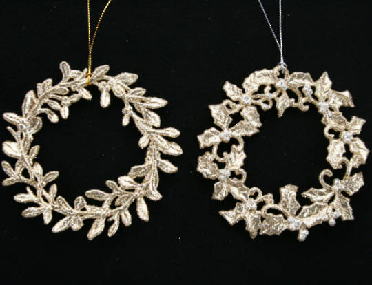 Hanging Wreath Pale Gold Glitter 11cm