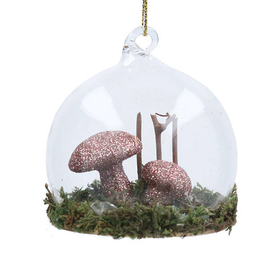 Fabric Gold Toadstool  in Glass Dome 7cm
