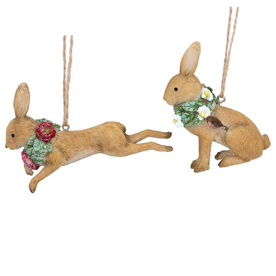 Resin Flower Hare 8cm