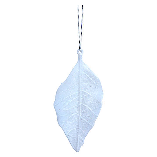 Acrylic White Glitter Leaf 13cm