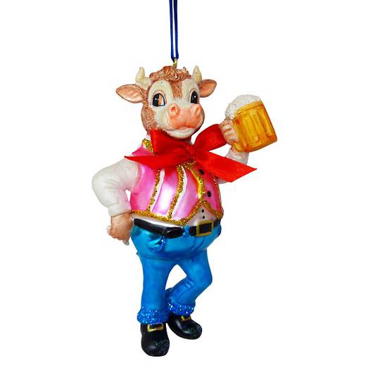 Glass Bull, With Beer Mug 13cm *ETA NOV